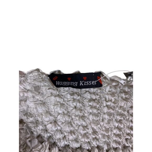 Deadstock NWT Vintage Bubble Popcorn Shirt OS – Ombre Gray Crinkle Stretchy Top - Picture 2 of 4